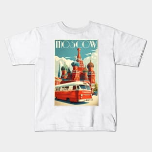 Moscow Russia Vintage Travel Art Poster Kids T-Shirt